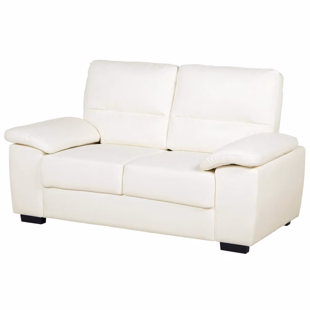 Divano moderno da soggiorno Beliani a 2 posti in ecopelle color bianco e beige L: 156 cm, P: 74 cm, H: 90 cm – 2