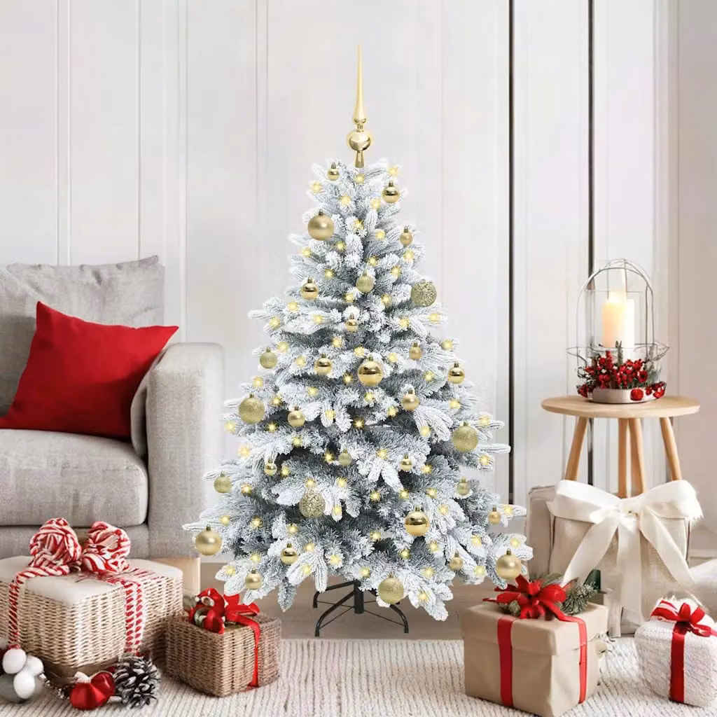 Albero di Natale artificiale bianco vidaXL con 150 LED luce bianca calda in PE e PVC, Altezza: 120 cm