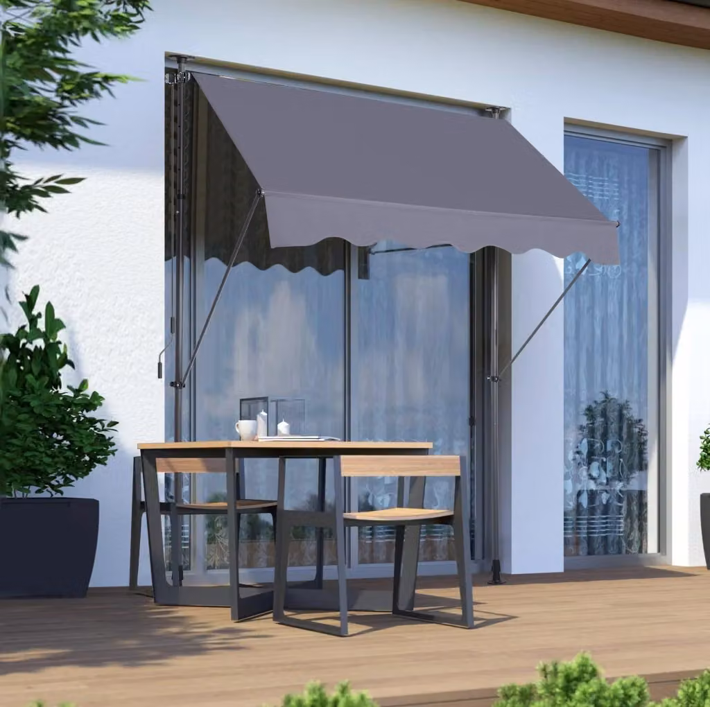 Tenda da sole a braccio MODFU in poliestere e alluminio, regolabile in altezza e inclinazione, colore grigio, L: 200 cm, H: 150 cm – 2