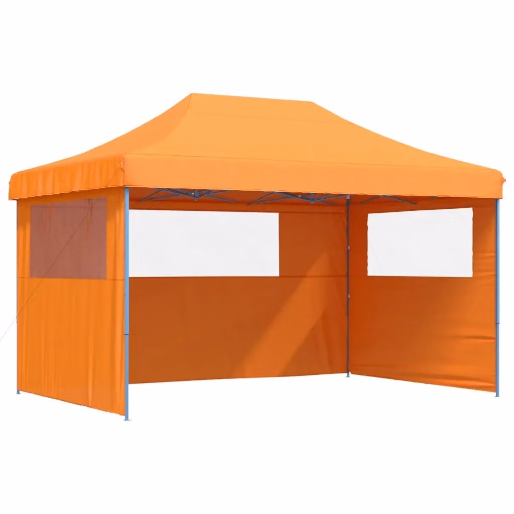Tendone per feste pieghevole pop-up con 3 pareti e finestra vidaXL arancione e blu L/P/H: 440 x 315 x 292 cm – 2