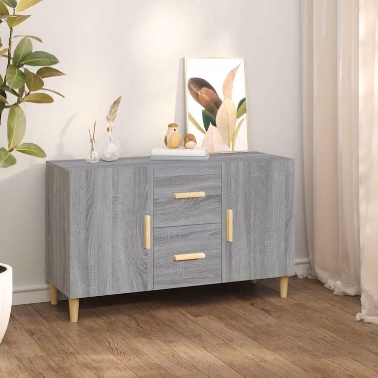 Credenza vidaXL in Legno Multistrato e MDF, Grigio Sonoma, L 100 cm x P 36 cm x H 60 cm