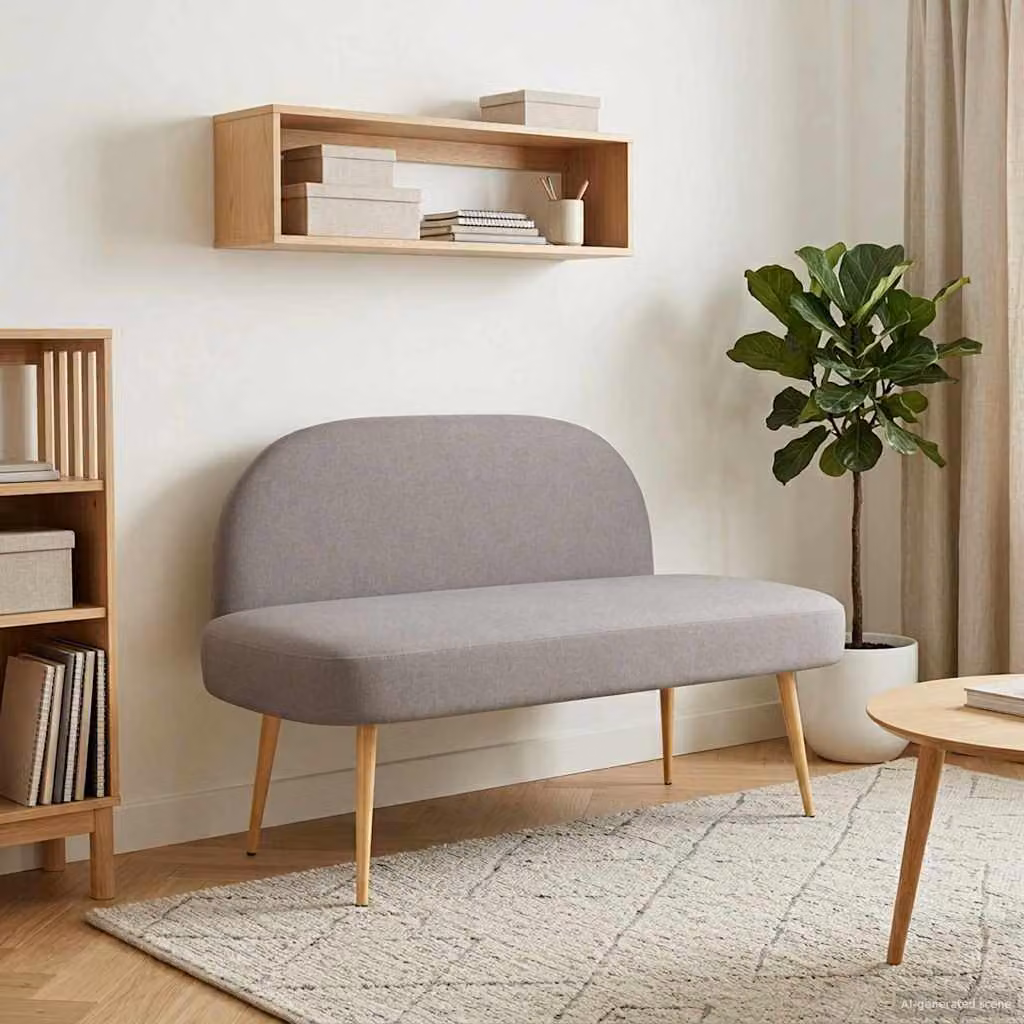 Panchina imbottita con schienale vidaXL colore beige/grigio L: 110 cm, P: 60 cm, H: 76 cm