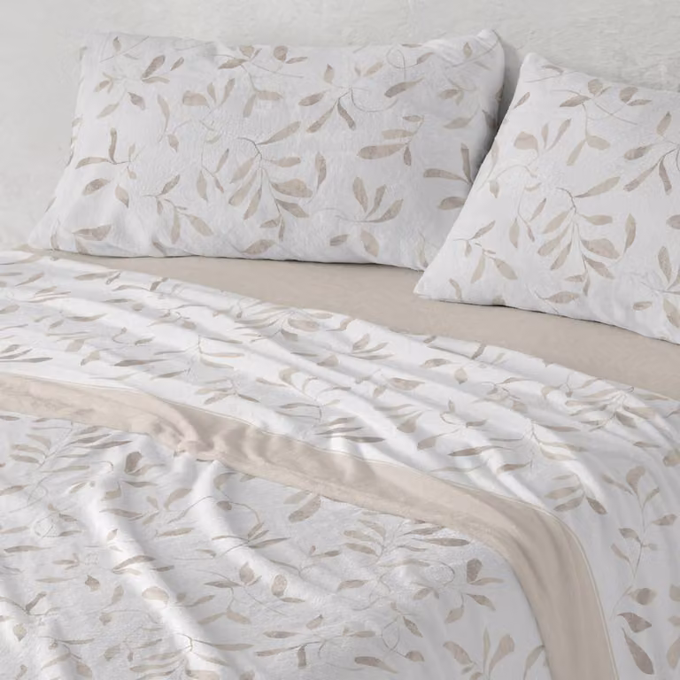 Biancheria da letto bianca in tessuto Coralina, per letto di 135 cm (disponibili anche altre misure), design 987, colore beige (135 x 190/200 cm)