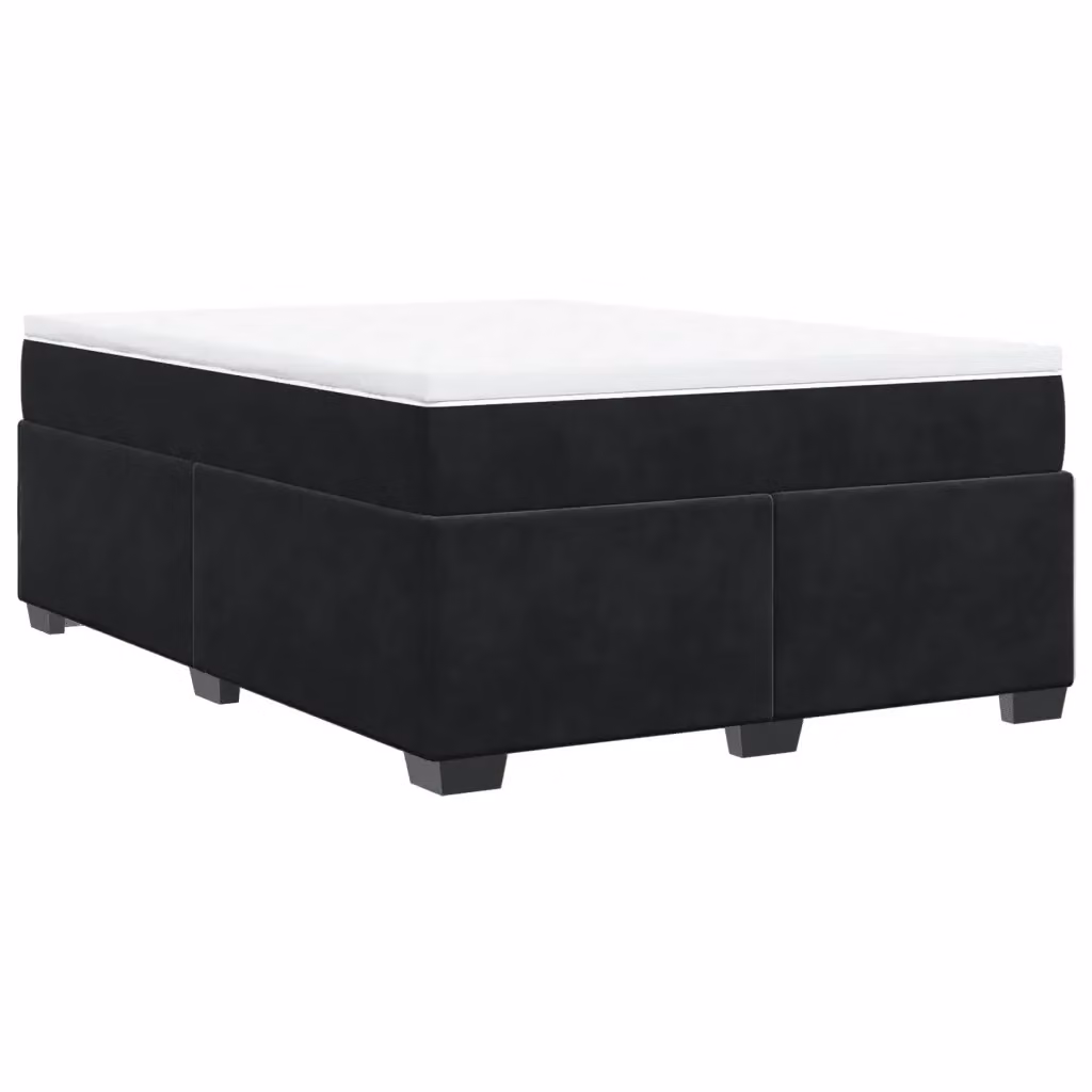 Letto Ibrido vidaXL con Giroletto a Molle e Materasso in Velluto Nero e Bianco L/P: 160 x 200 cm – 2
