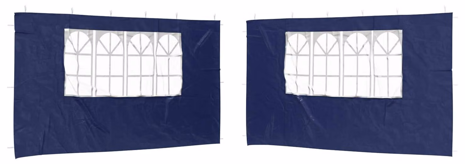 Parete per tenda da festa 2 pcs 400 x 195 cm Blu PE e Acciaio