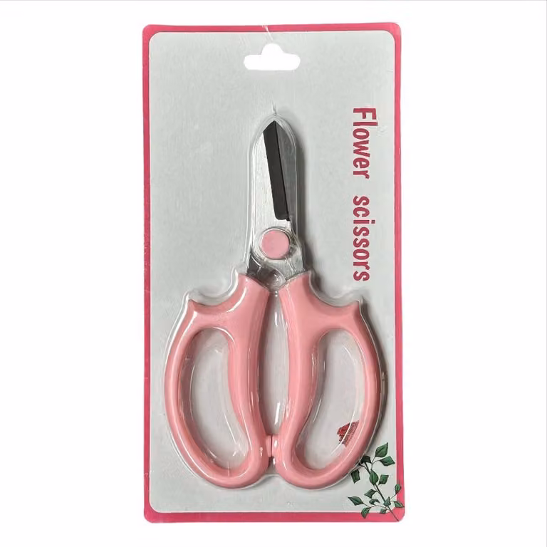 INF Forbici da fioraio rosa con coperchio colorato, in acciaio inox, 2 pezzi Rosa