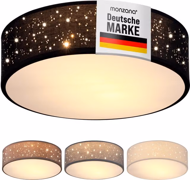 Lampadario da soffitto moderno MONZANA in tessuto e metallo nero Ø 30 cm – 1