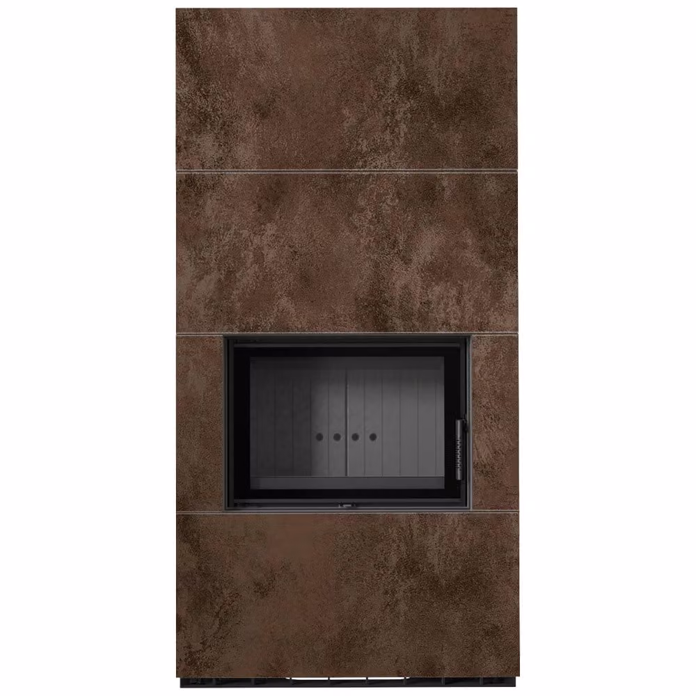 Kit caminetto KRATKI FLOKI BOX 8 kW Ø 160 Sinterizzazione al quarzo OXIDE MORO rivestimento nero