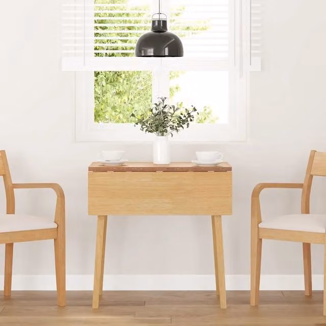 Tavolo da pranzo moderno vidaXL in legno di Hevea naturale beige con piano ribaltabile L/P/H: 90 x 45 x 75 cm