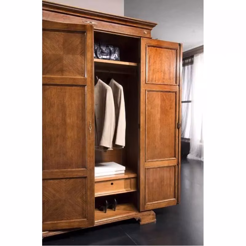 Armadio classico con 2 ante e 2 cassetti in legno di faggio marrone Mobili 2G L/P/H: 143 x 56 x 210 cm – 2