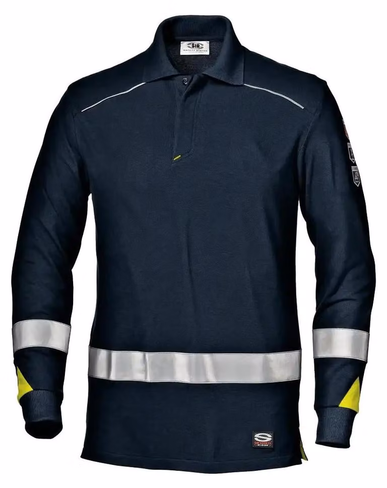 Polo a maniche lunghe Sir Safety, alta visibilità, ignifuga, antistatica, blu scuro, XXL, blu scuro