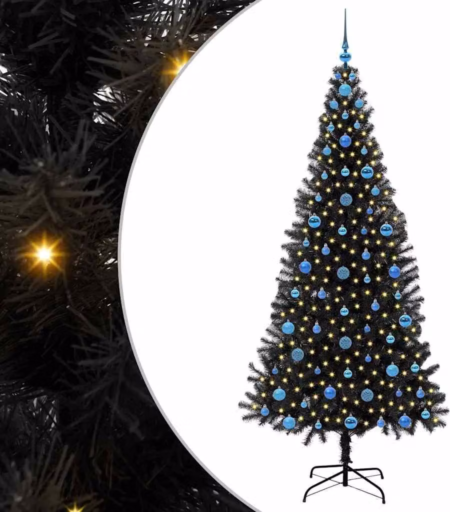 Albero di Natale con 300 LED con supporto Nero 210 cm PVC