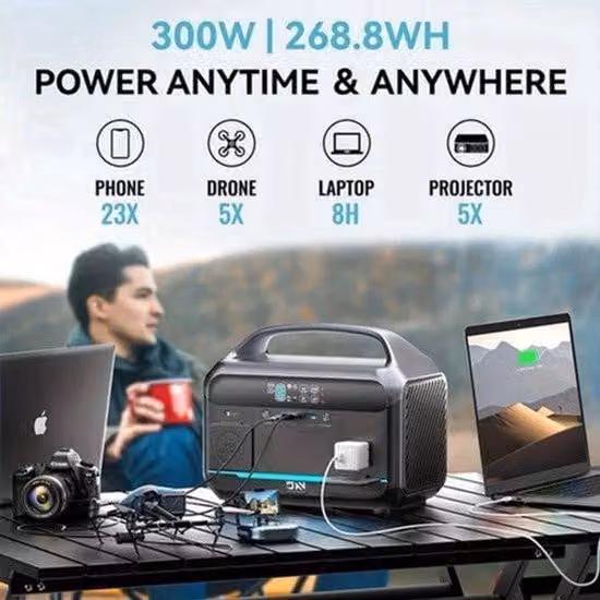 Gruppo di continuità portatile – Generatore mobile – Fonte di energia – Alimentazione da 300W – Batteria agli ioni di litio