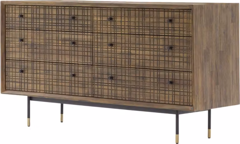 FURNLUX Cassettiera Labirinto Marrone E Oro E Nero 155 cm / Colore principale: Marrone / Dimensioni: 155 x 80 x 45 cm