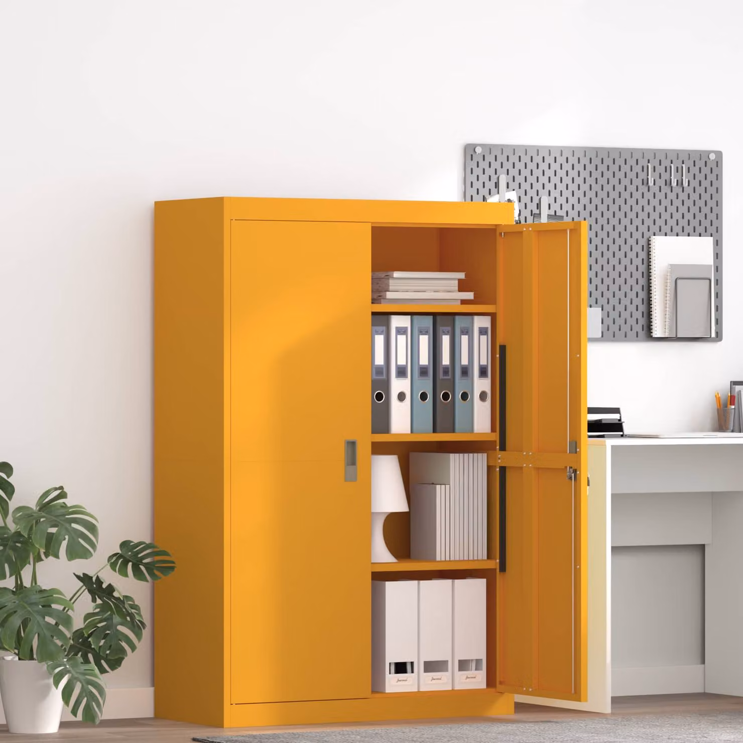 vidaXL Armadio Giallo senape 90 x 40 x 140 cm Acciaio