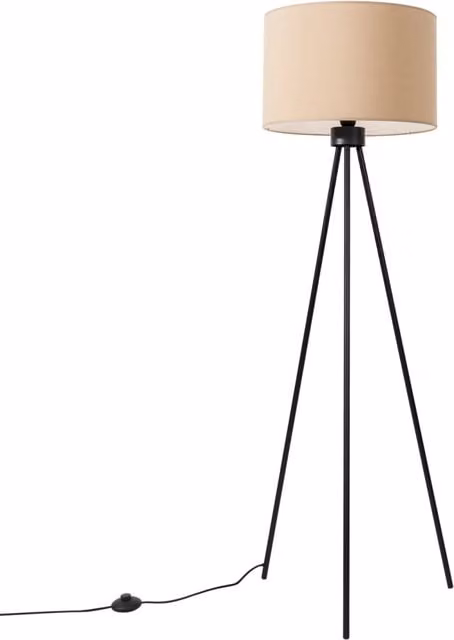 Lampada da terra Sollux Lighting NEVIA beige con paralume cilindrico in tessuto e base in metallo, Altezza: 135 cm