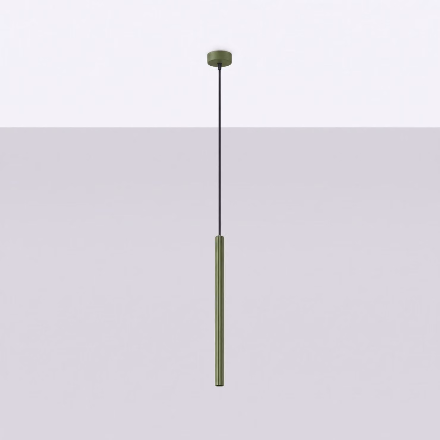 Lampada a sospensione ARCHE 1 verde oliva 1xG9 8W acciaio 120x8x8cm Sollux Lighting
