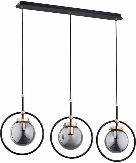 Lampada a sospensione AKIRA nero-oro 3xE14x10W in metallo, dimensioni: 90x80x24 cm, IP20, Alfa