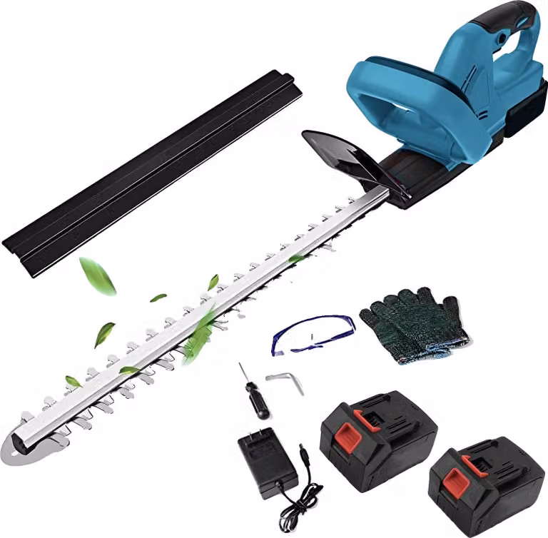 Tagliasiepi a batteria, lama a doppia azione, batteria da 3,0 Ah, 2 batterie