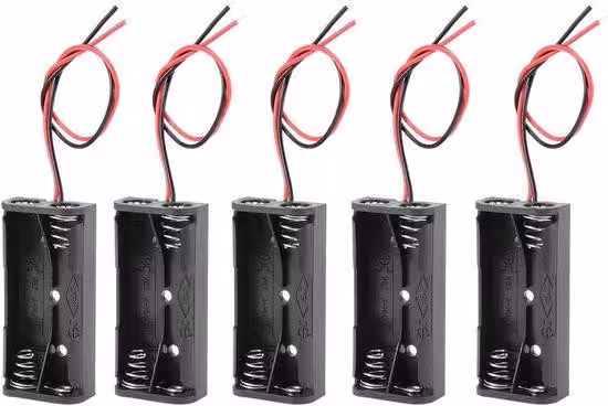 Portabatterie a 2 scomparti per batterie AAA con conduttori a filo