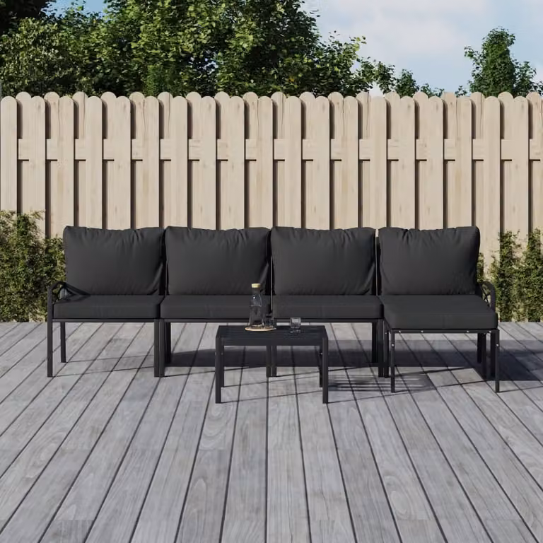 The Living Store Set da giardino da 6 pezzi con cuscini in acciaio grigio