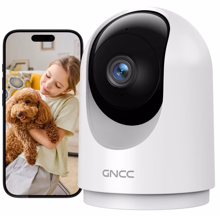 Telecamera di sicurezza WiFi 2K 3MP per interni, con rotazione orizzontale e verticale, compatibile con Wi-Fi 2,4/5 GHz