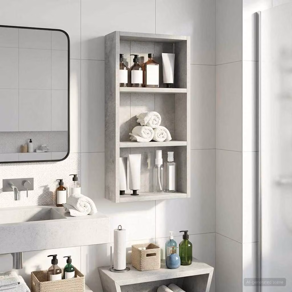 Armadio da bagno a muro vidaXL moderno in MDF Grigio opaco L: 30 cm, P: 10 cm, H: 60,5 cm