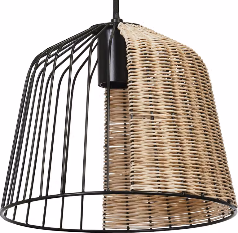 OSRAM DECOR Cage Bell Lampada a sospensione, E27, non dimmerabile, IP20, rattan/metallo, 260 mm, nero/marrone