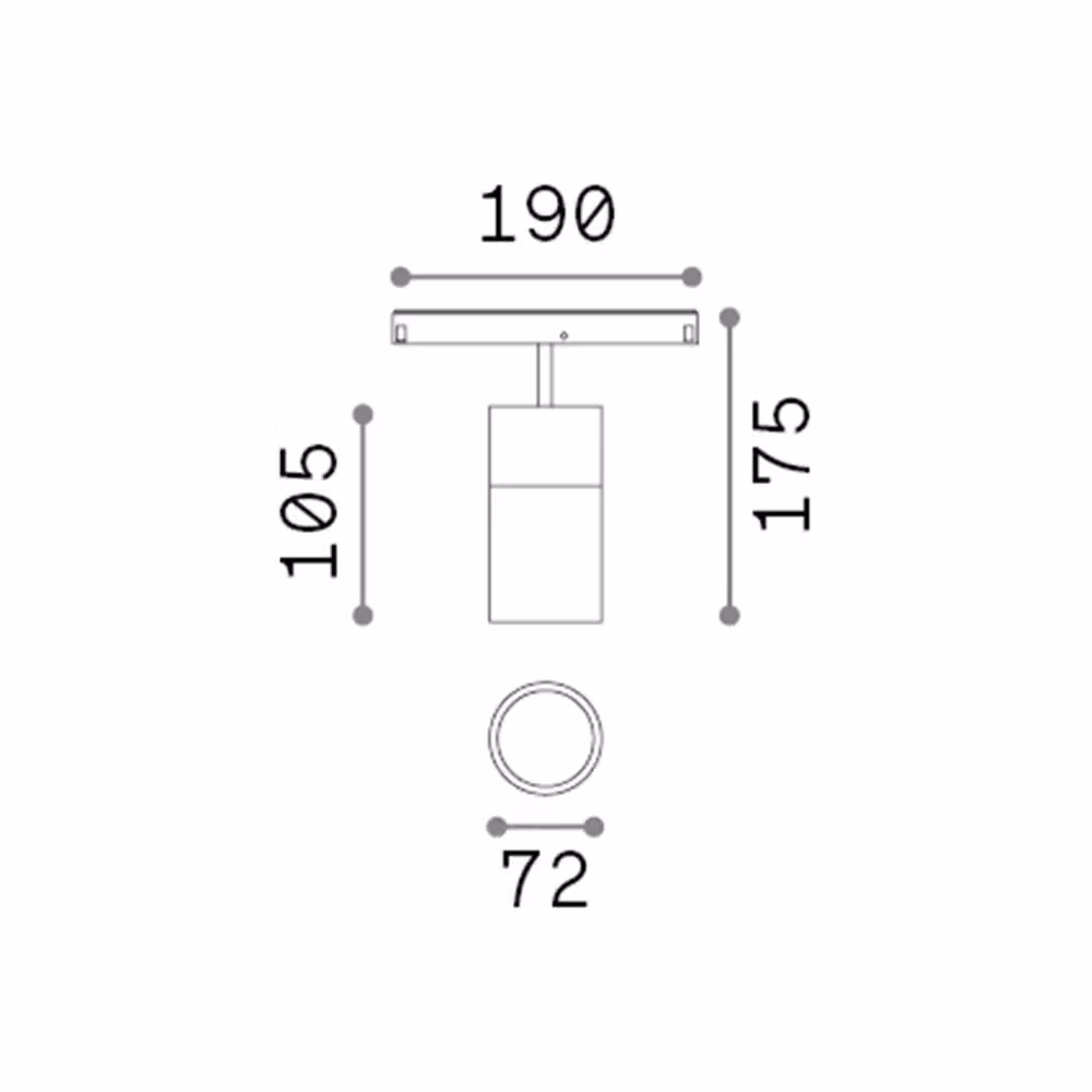 Faretto su Binario Singolo Ego in Alluminio Nero con LED da 19W, Luce Calda 3000K, Orientabile – 2