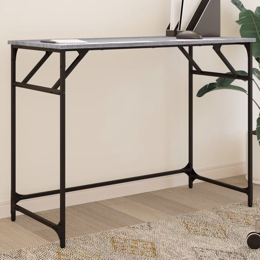 Scrivania moderna vidaXL in legno e metallo grigio, L 100 x P 45 x H 76 cm
