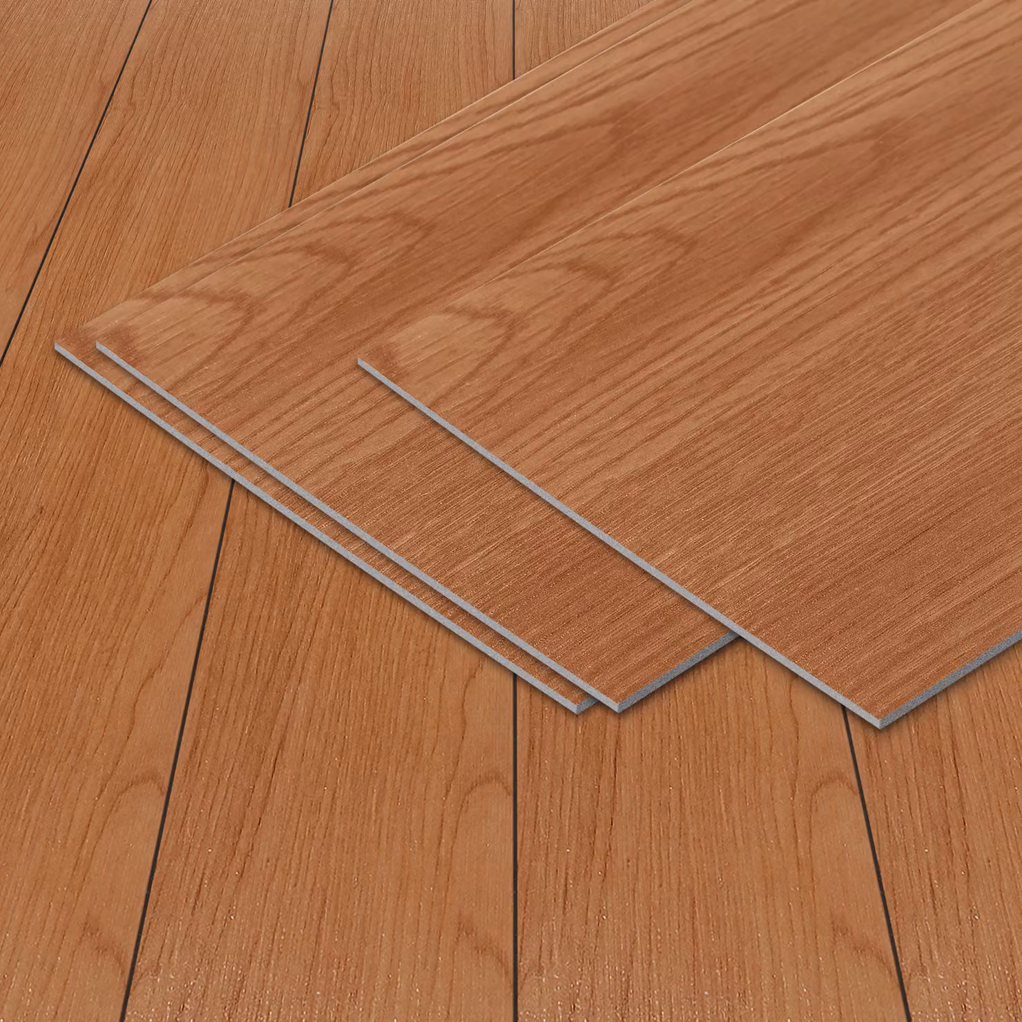 Pavimento in PVC autoadesivo Ikodm, 18 pezzi, 2,5 m², resistente all'acqua e antiscivolo, piastrelle in vinile per cucina e soggiorno (color legno marrone)