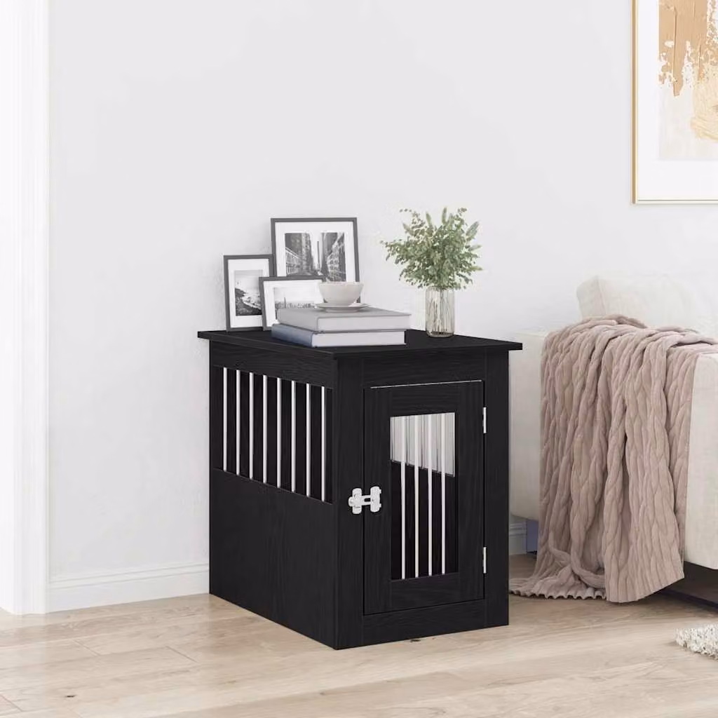 Trasportino per cani vidaXL in legno aggregato nero L 45 cm, P 62 cm, H 59 cm