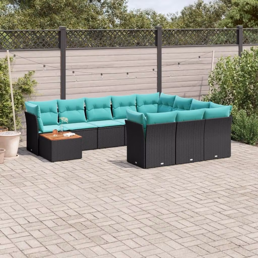 Maison Exclusive - Set da giardino 11 pezzi con cuscini in poly rattan nero