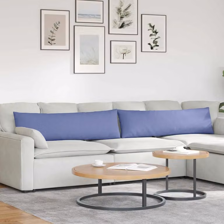 Set di 2 cuscini da divano vidaXL in tessuto blu jeans con rivestimento rimovibile, L 145 x P 40 x H 40 cm
