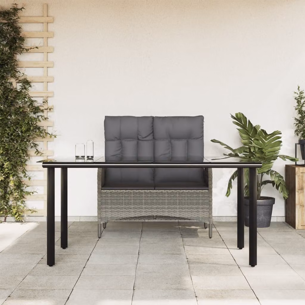 Maison Exclusive - Set da pranzo da giardino 2 pezzi con cuscini in polyrattan grigio