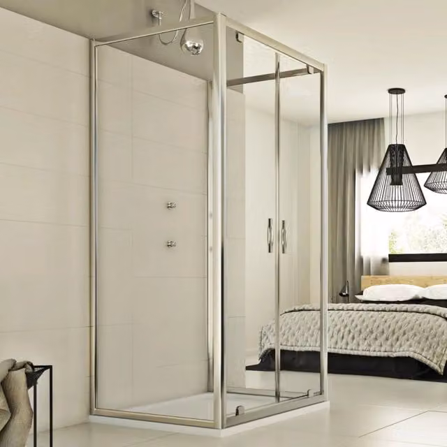 Box Doccia Idralite Modello Cristal Trio a 2 Ante, Trasparente, L 130 cm x P 70 cm x H 198 cm