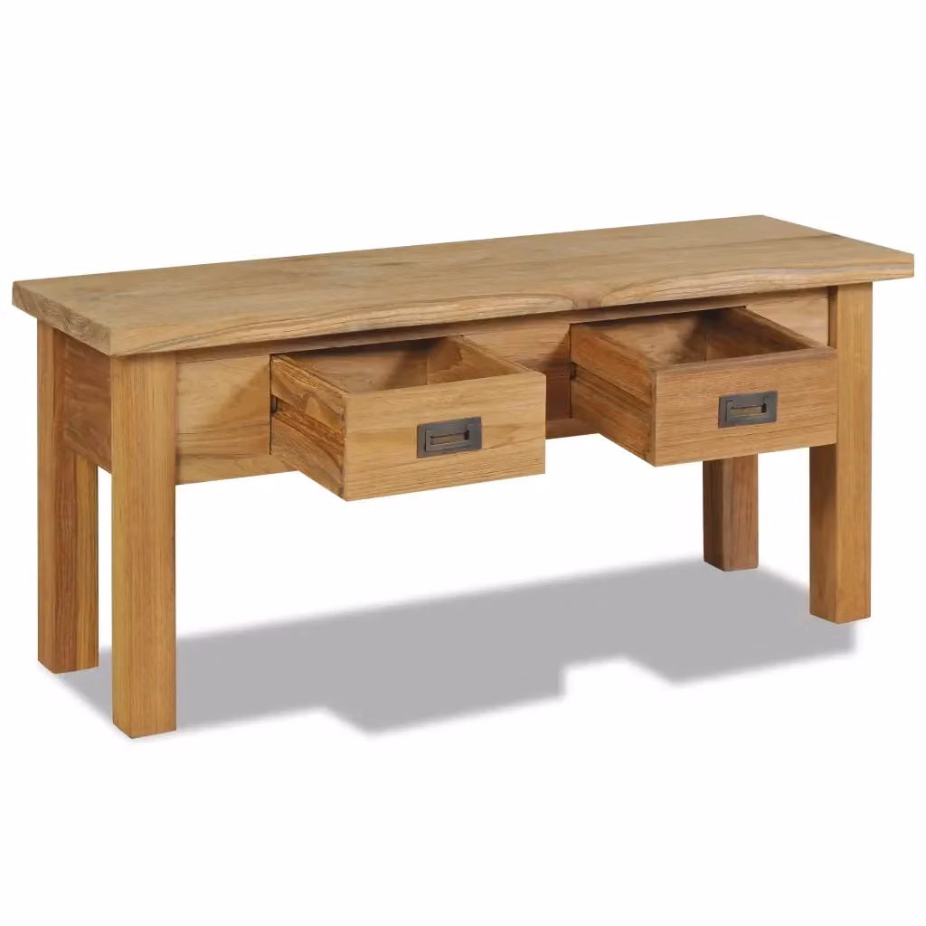Panca in legno di teak marrone stile rustico vidaXL L/P/H: 90 x 30 x 40 cm – 2