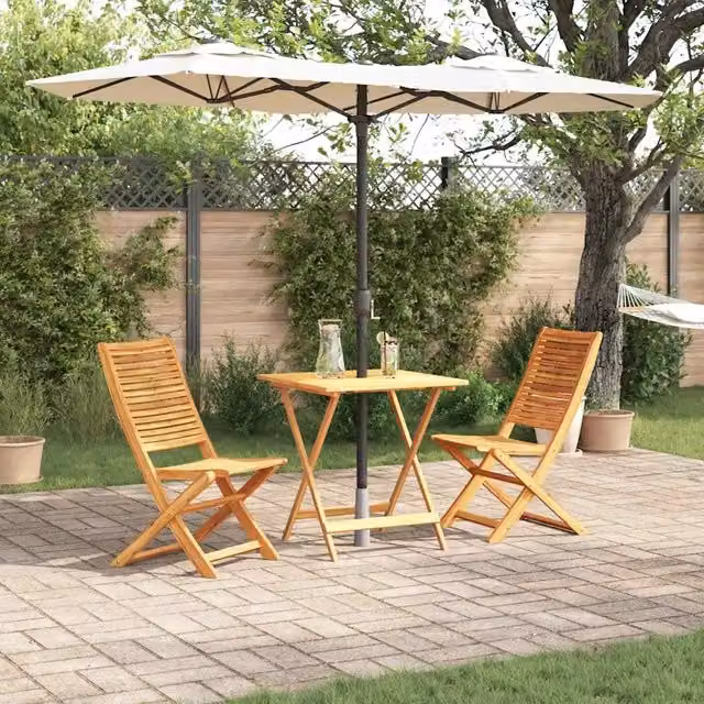 Set Bistro Pieghevole 3 pz Marrone Legno di Acacia Massello 3375696