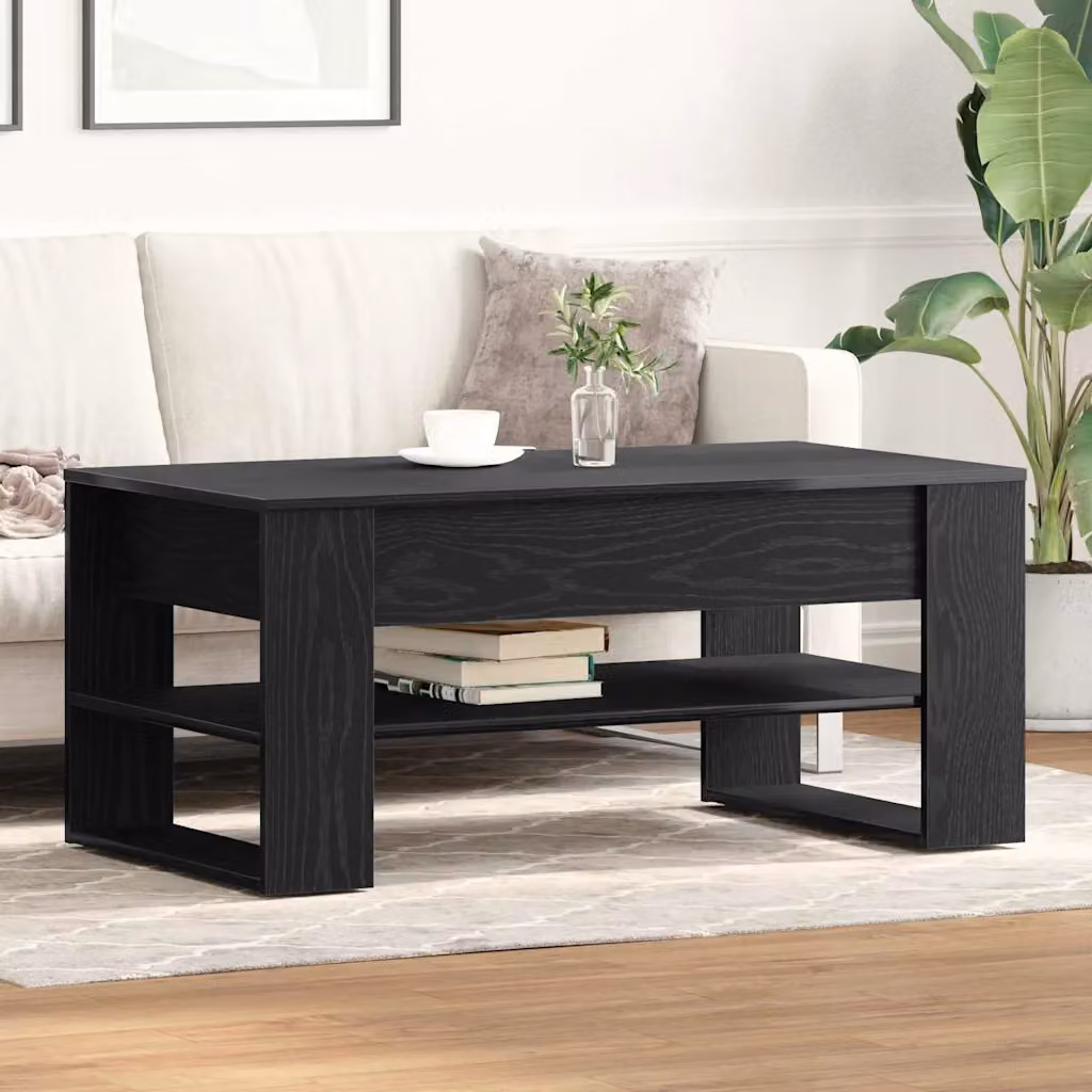 vidaXL Tavolino da salotto moderno in legno e MDF, colore Rovere Nero, L 102 x P 55 x H 45 cm