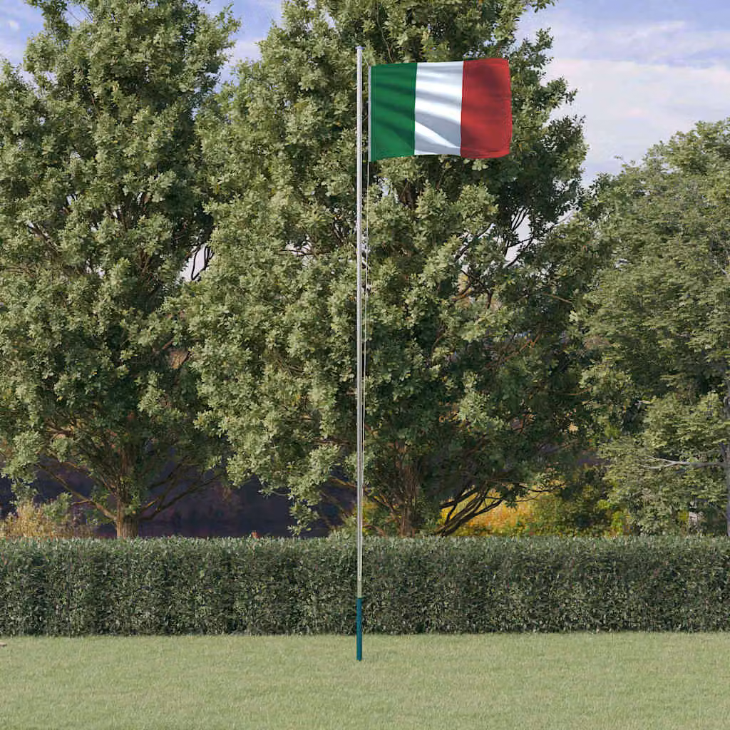 Asta e Bandiera Italia vidaXL in Alluminio Argento e Poliestere Multicolore, Lunghezza: 6,08 m