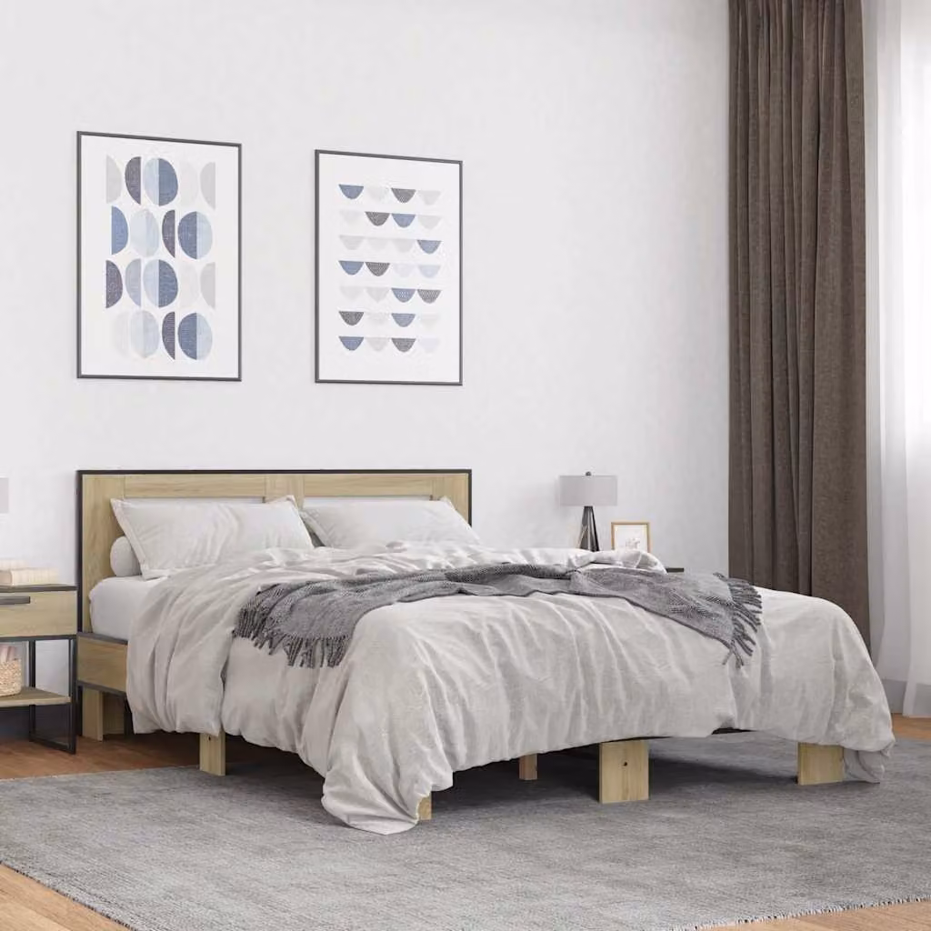 Giroletto vidaXL in Rovere Sonoma e Metallo, L/P: 140 x 190 cm