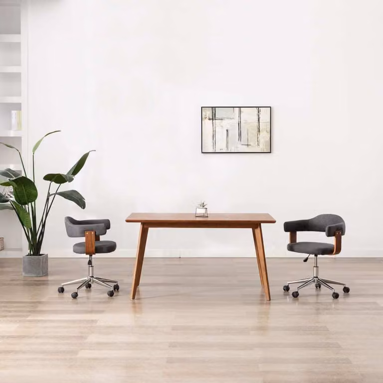 The Living Store Sedie da pranzo 2 pz. Girevoli in legno curvato grigio e tessuto