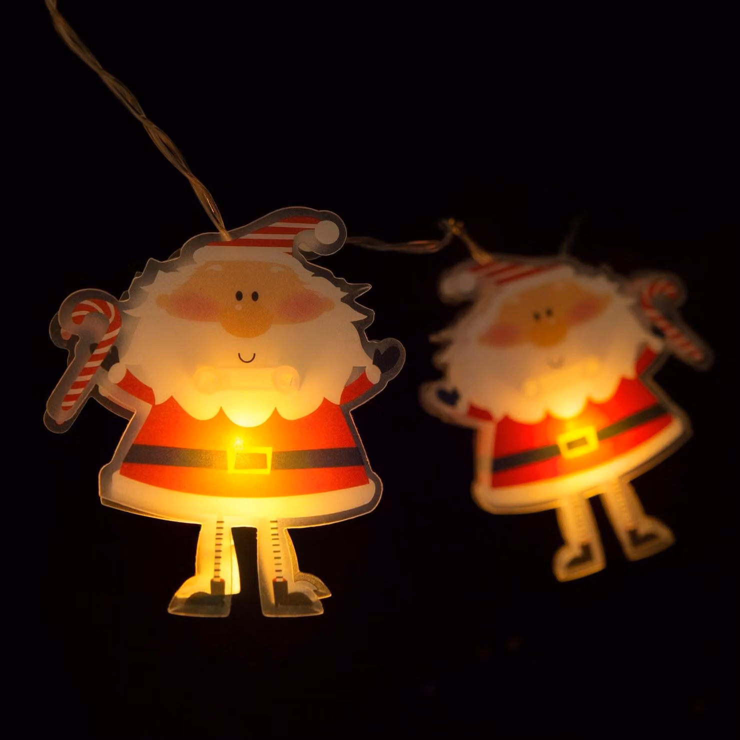 Catena luminosa a LED - Babbo Natale - 10 LED - 1,35 metri - Luce bianco caldo - Alimentazione: 2 batterie AA