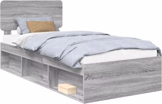 Letto singolo | Letto per adulti | Struttura del letto Grigio Sonoma 75 x 190 cm Pino massello