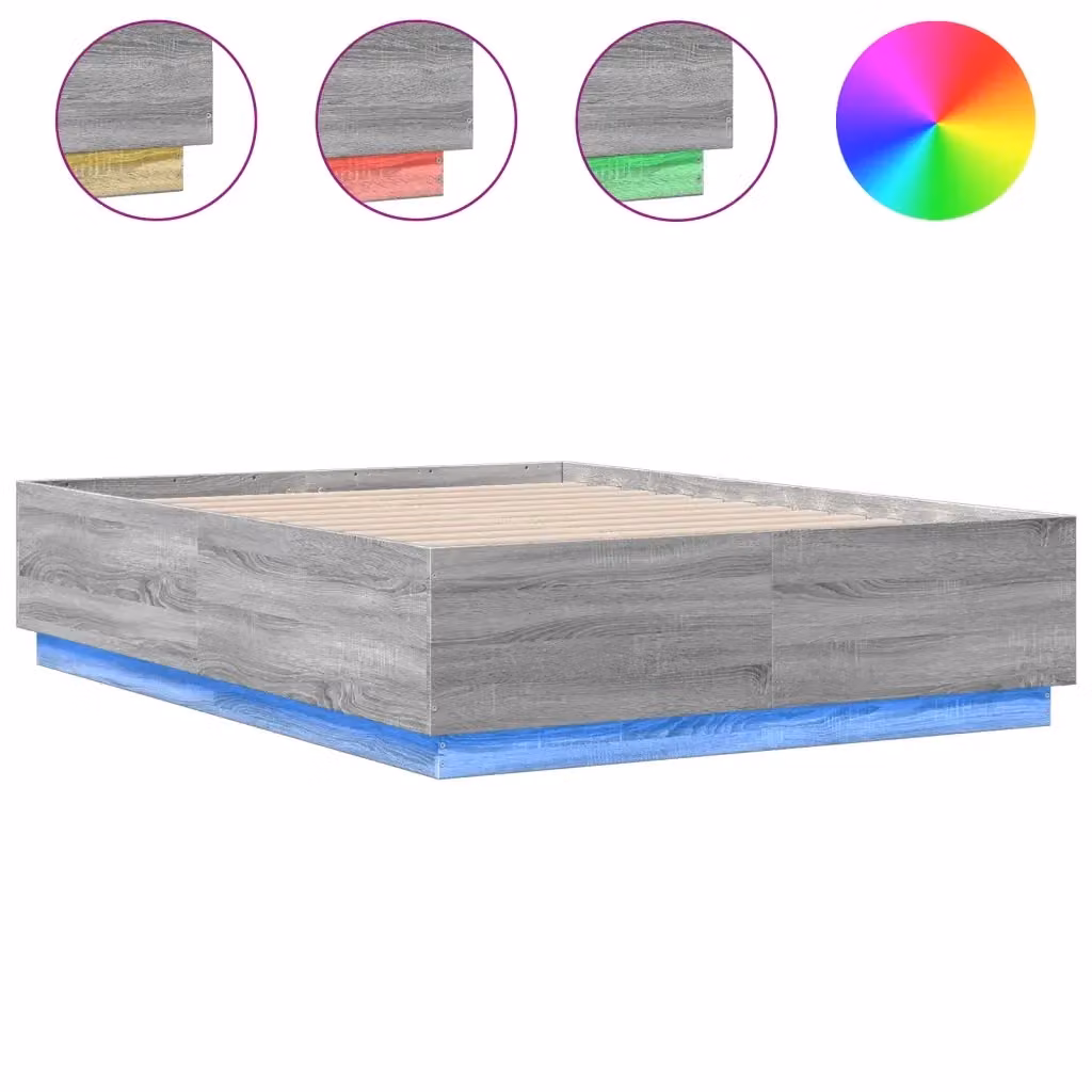 Letto con Luci LED e Porta USB vidaXL Grigio Moderno L/P/H: 200 x 120 x 40 cm – 2