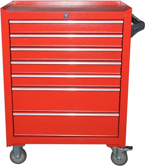 Carrello portautensili in metallo rosso con 7 cassetti, L: 68 cm, P: 46 cm, H: 92 cm – 1