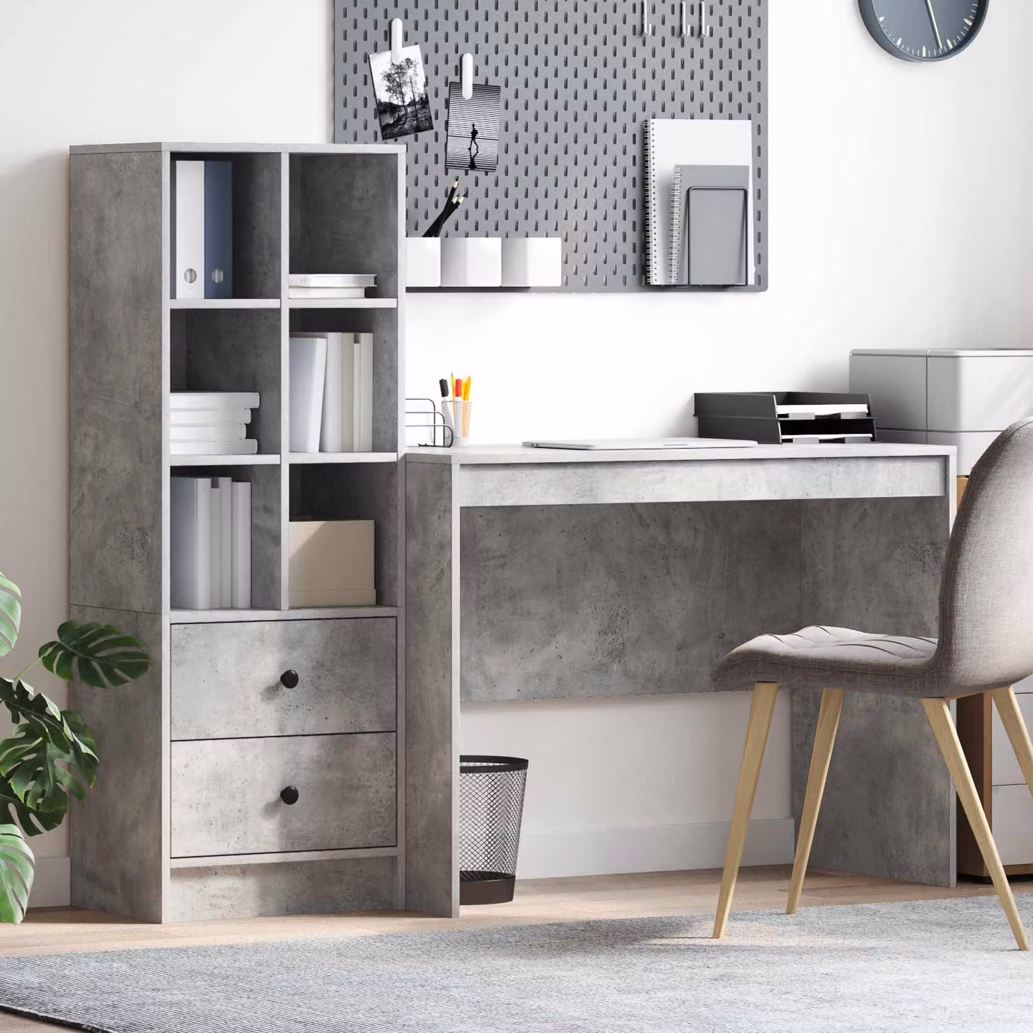 Set di 2 Scrivanie moderne vidaXL in MDF laminato Grigio, L 145.5 x P 50 x H 127 cm