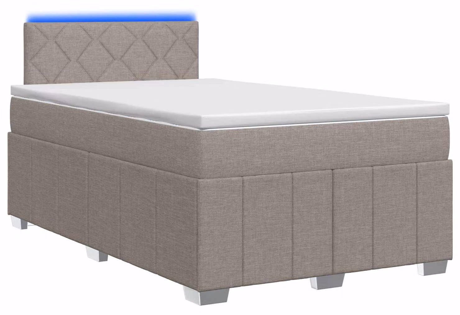 Letto a molle con materasso Taupe 120 x 190 cm in tessuto