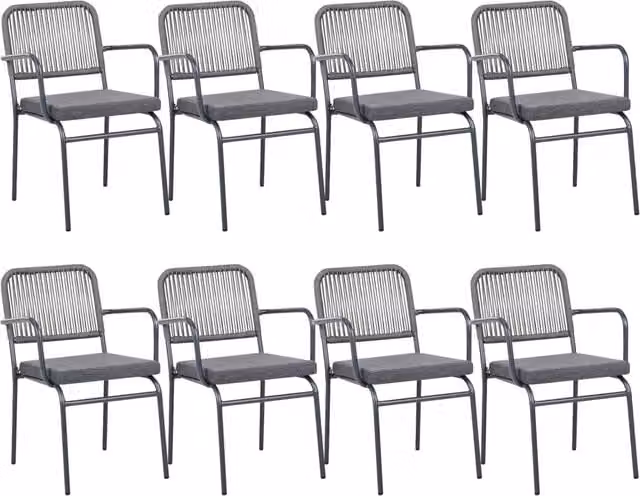 Set di 8 sedie da giardino BELIANI in alluminio impilabili con cuscini grigi per esterni – 1
