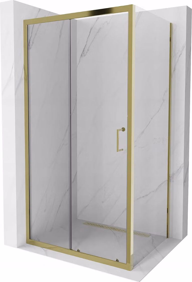Mexen Apia cabina doccia scorrevole 125 x 80 cm, trasparente, dorata - 840-125-080-50-00